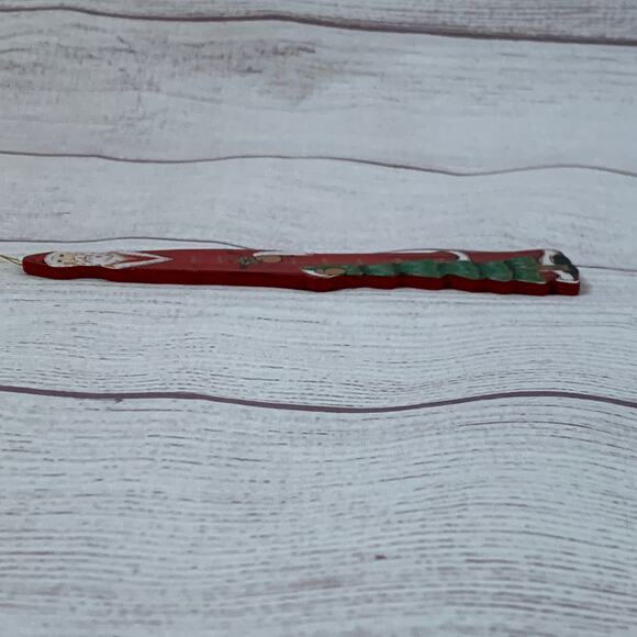 Vintage Wooden Father Christmas Santa Clause Christmas Tree Ornament 6" Tall - Picture 10 of 11